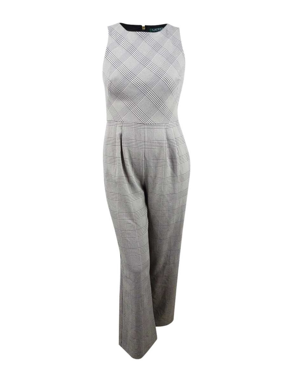 Lauren Ralph Lauren Glen Plaid Twill Sleeveless Jumpsuit